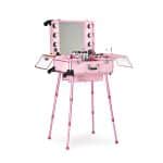 Maletín Tocador profesional maquillaje portátil Rosa. Ingrid